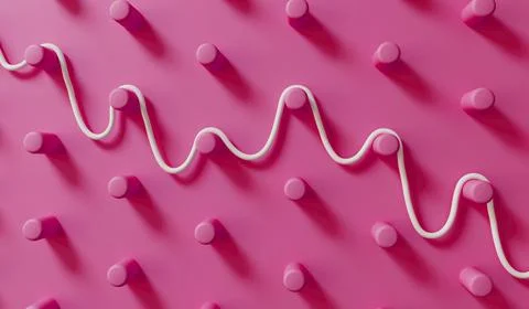 Abstract business problem solving concept. String finding route through a pin Stock Illustration