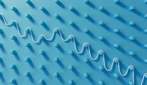 Abstract business problem solving concept. String finding route through a pin Stock Illustration