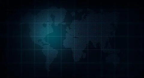 Abstract Business technology background with world map in polka dots. 库存插图