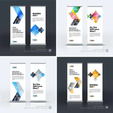 Abstract business vector set of modern roll Up Banner stand desi Illustration