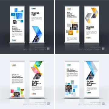 Abstract business vector set of modern roll Up Banner stand desi Illustration