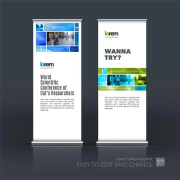 Abstract business vector set of modern roll Up Banner stand desi Illustrazione stock