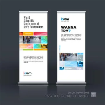 Abstract business vector set of modern roll Up Banner stand desi Illustration