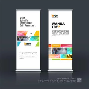 Abstract business vector set of modern roll Up Banner stand desi Illustration