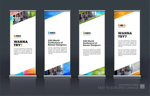 Abstract business vector set of modern roll Up Banner stand desi Illustration