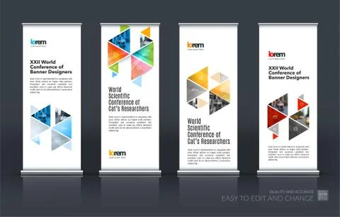 Abstract business vector set of modern roll Up Banner stand desi Illustrazione stock