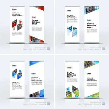 Abstract business vector set of modern roll Up Banner stand desi Illustrazione stock