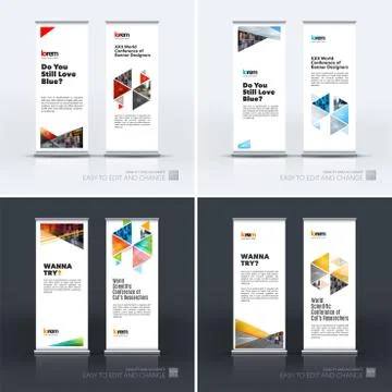 Abstract business vector set of modern roll Up Banner stand desi Stock Illustration