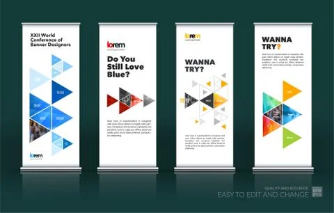 Abstract business vector set of modern roll Up Banner stand desi Illustrazione stock