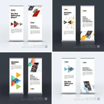 Abstract business vector set of modern roll Up Banner stand desi Illustrazione stock