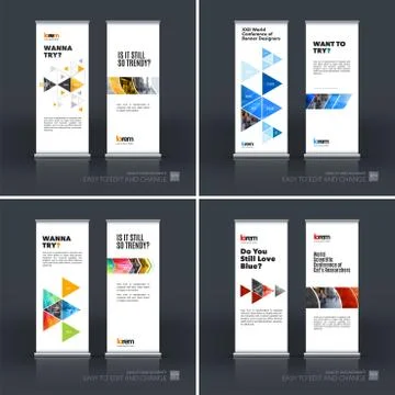 Abstract business vector set of modern roll Up Banner stand desi Illustration