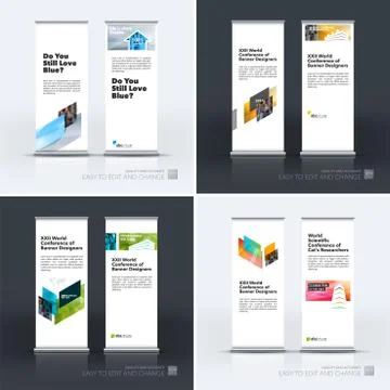 Abstract business vector set of modern roll Up Banner stand desi Illustration