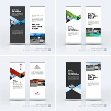 Abstract business vector set of modern roll Up Banner stand desi Illustration