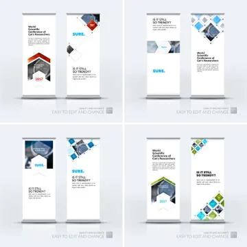 Abstract business vector set of modern roll Up Banner stand desi Illustration