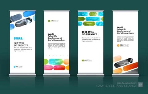 Abstract business vector set of modern roll Up Banner stand desi Illustration