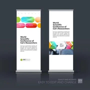 Abstract business vector set of modern roll Up Banner stand desi Illustration