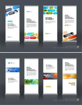 Abstract business vector set of modern roll Up Banner stand desi Illustration