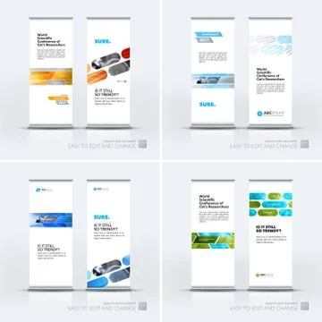 Abstract business vector set of modern roll Up Banner stand desi Illustration