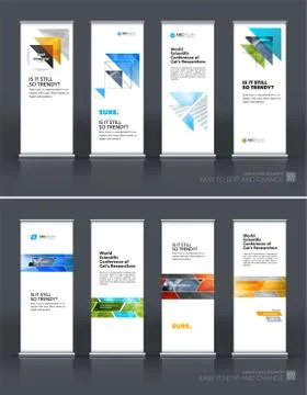 Abstract business vector set of modern roll Up Banner stand desi Illustration