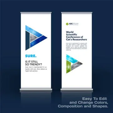 Abstract business vector set of modern roll Up Banner stand design template with Illustration