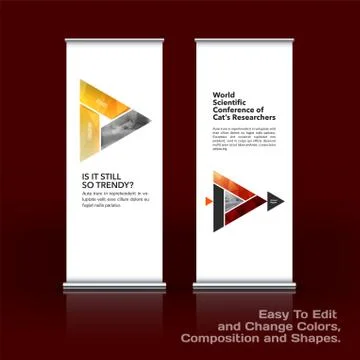 Abstract business vector set of modern roll Up Banner stand design template with Illustration