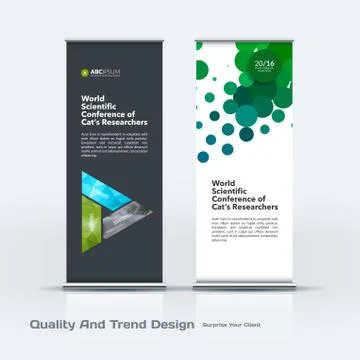 Abstract business vector set of modern roll Up Banner stand design template with Illustration