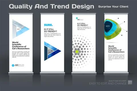 Abstract business vector set of modern roll Up Banner stand design template with Illustration
