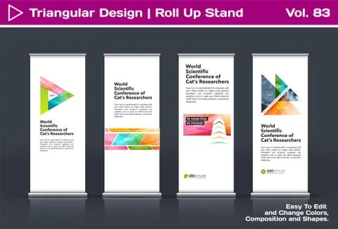 Abstract business vector set of modern roll Up Banner stand design template with Illustration