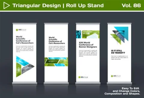 Abstract business vector set of modern roll Up Banner stand design template with Illustration