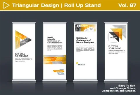 Abstract business vector set of modern roll Up Banner stand design template with Illustration