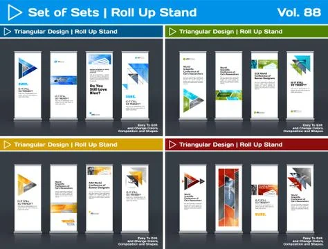 Abstract business vector set of modern roll Up Banner stand design template with Illustration