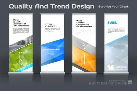 Abstract business vector set of modern roll Up Banner stand design template with Illustrazione stock