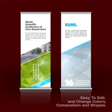 Abstract business vector set of modern roll Up Banner stand design template with Stock Illustration