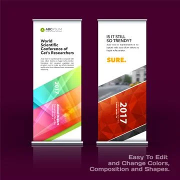 Abstract business vector set of modern roll Up Banner stand design template with Illustrazione stock