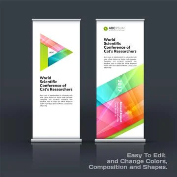 Abstract business vector set of modern roll Up Banner stand design template with Illustrazione stock