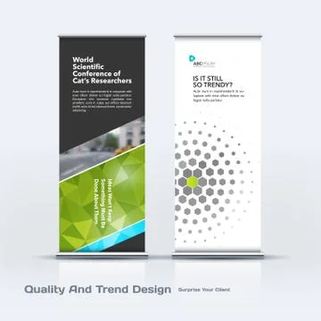 Abstract business vector set of modern roll Up Banner stand design template with Stock Illustration