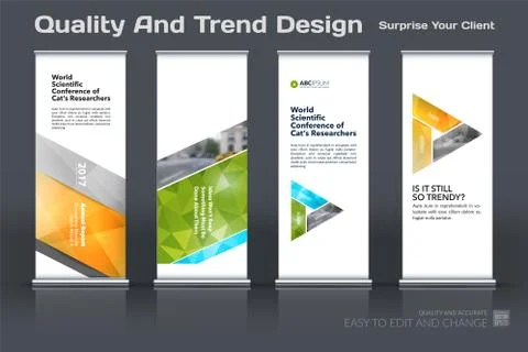 Abstract business vector set of modern roll Up Banner stand design template with Stock Illustration