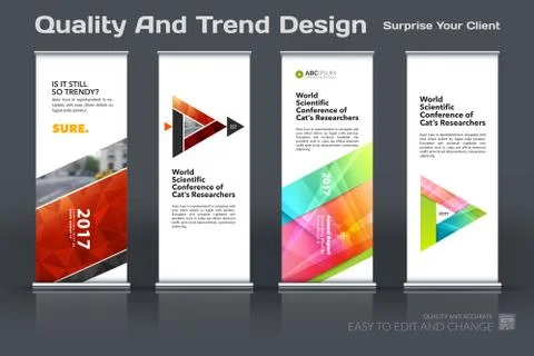Abstract business vector set of modern roll Up Banner stand design template with Illustrazione stock