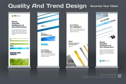 Abstract business vector set of modern roll Up Banner stand design template with Illustration
