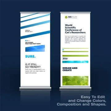 Abstract business vector set of modern roll Up Banner stand design template with Illustration