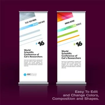 Abstract business vector set of modern roll Up Banner stand design template with Illustration