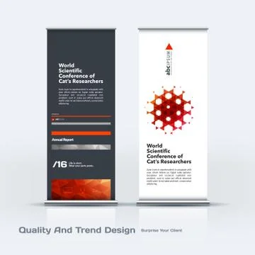 Abstract business vector set of modern roll Up Banner stand design template with Illustration