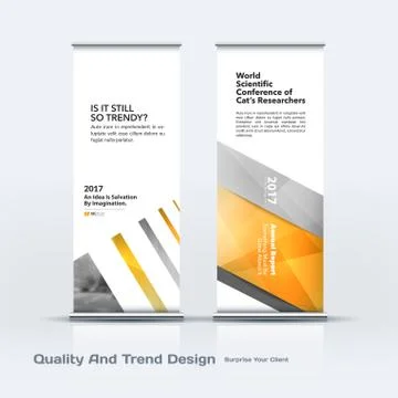Abstract business vector set of modern roll Up Banner stand design template with Illustration