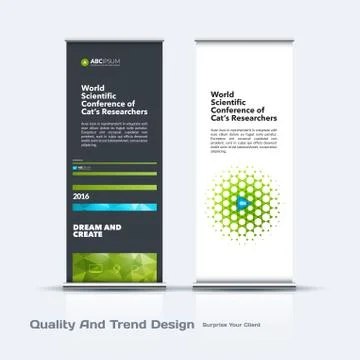 Abstract business vector set of modern roll Up Banner stand design template with Illustration
