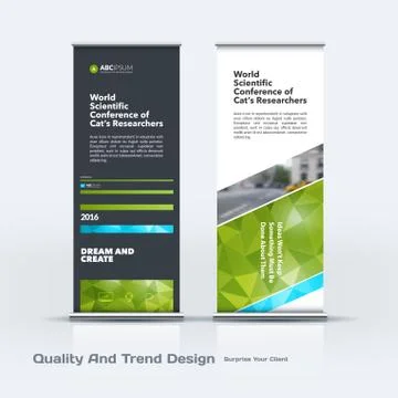 Abstract business vector set of modern roll Up Banner stand design template with Illustration