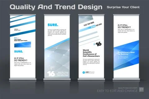 Abstract business vector set of modern roll Up Banner stand design template with Illustration