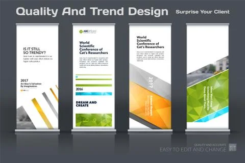 Abstract business vector set of modern roll Up Banner stand design template with Stock Illustration