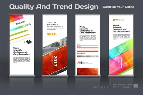 Abstract business vector set of modern roll Up Banner stand design template with Illustration