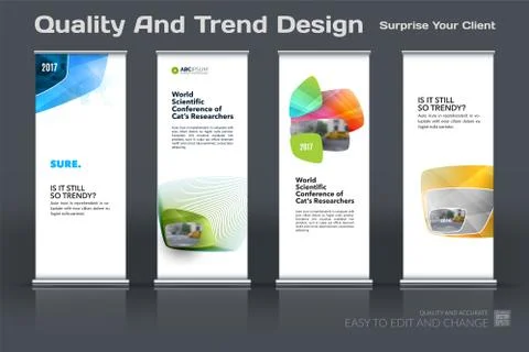 Abstract business vector set of modern roll Up Banner stand design template with Stock Illustration