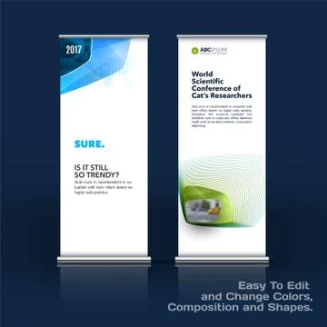 Abstract business vector set of modern roll Up Banner stand design template with Illustration